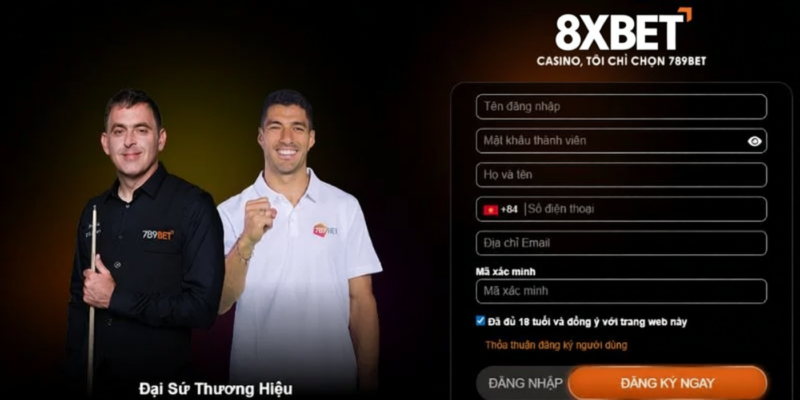 Giao diện đăng ký 8XBET thân thiện